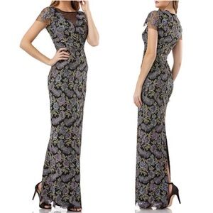 JS Collections Black and Purple Floral Maxi Dress